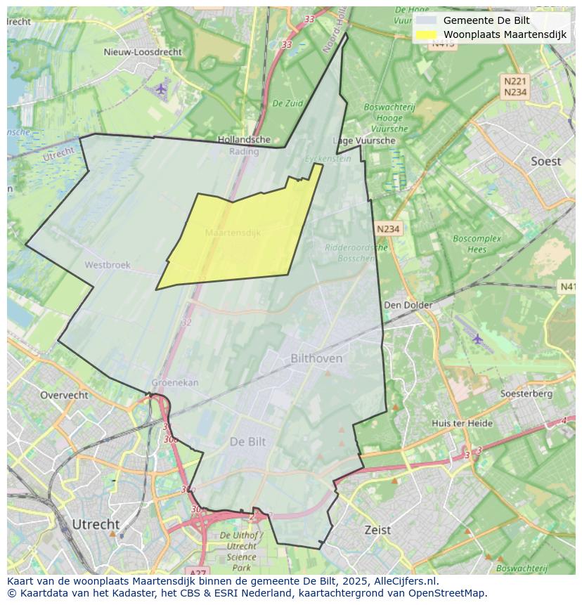 Afbeelding van de woonplaats Maartensdijk op de kaart.