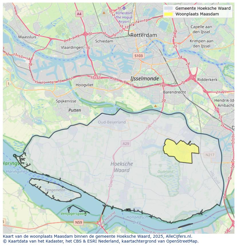 Afbeelding van de woonplaats Maasdam op de kaart.