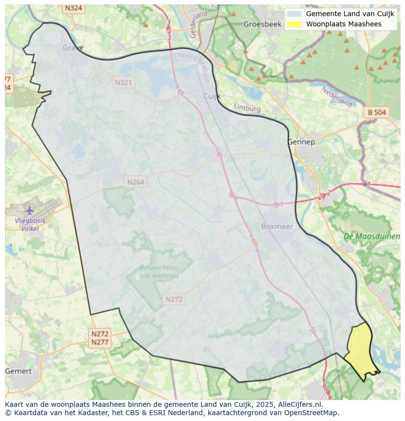 Afbeelding van de woonplaats Maashees op de kaart.