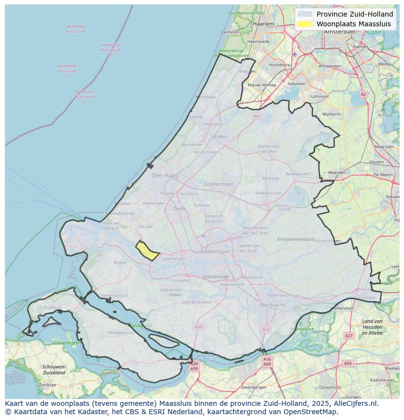 Afbeelding van de woonplaats Maassluis op de kaart.