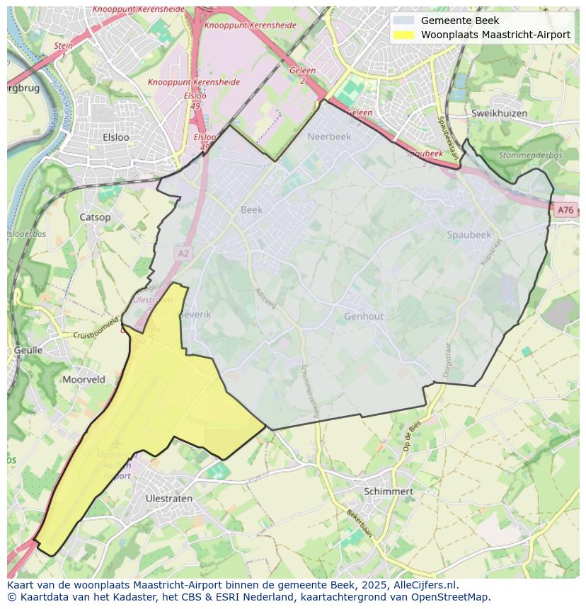 Afbeelding van de woonplaats Maastricht-Airport op de kaart.