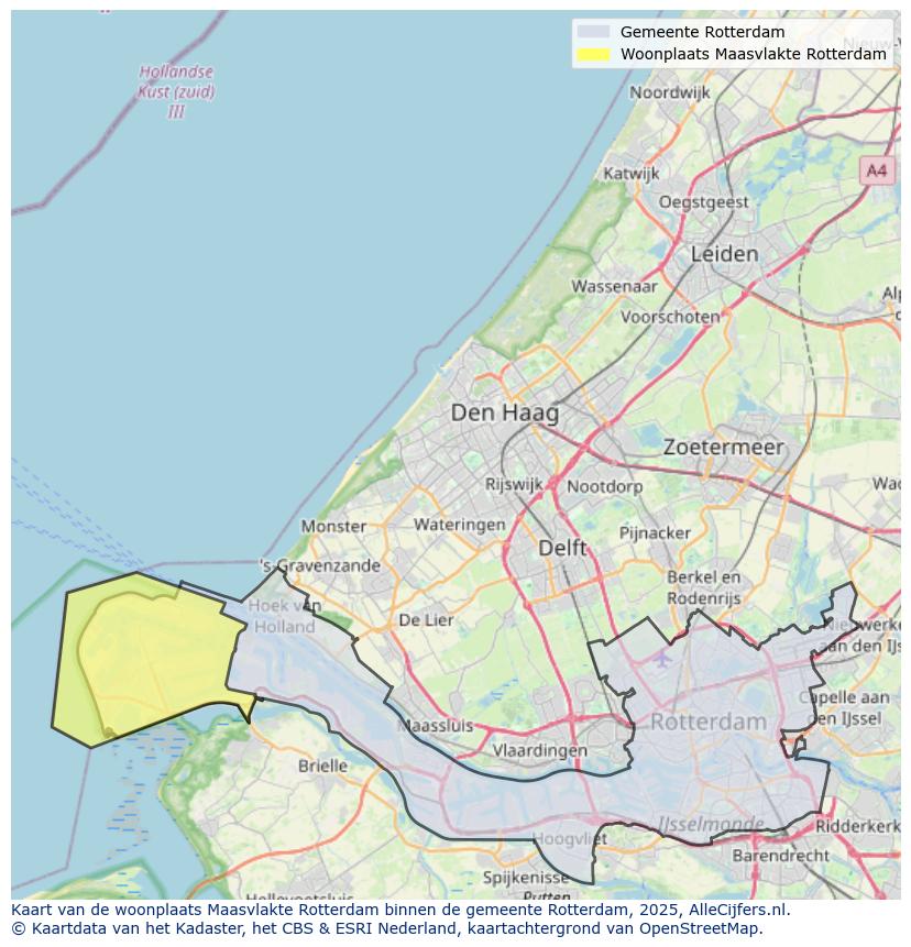 Afbeelding van de woonplaats Maasvlakte Rotterdam op de kaart.