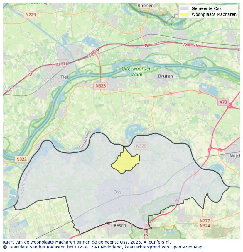 Afbeelding van de woonplaats Macharen op de kaart.