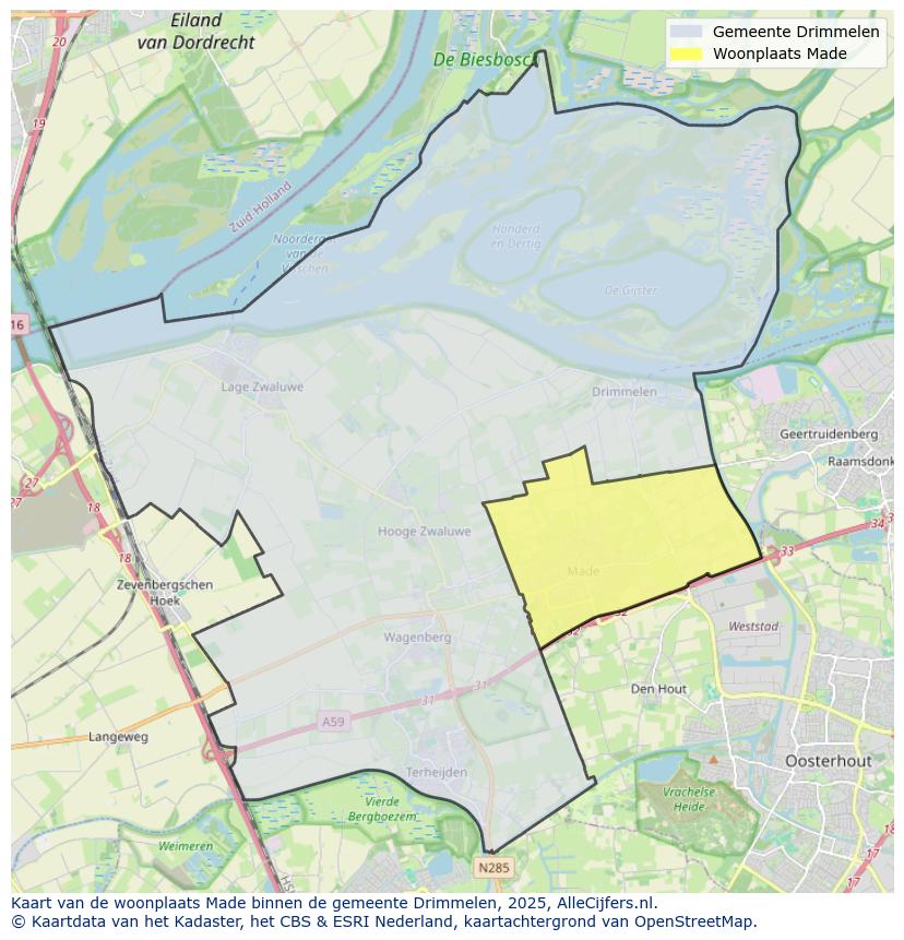 Afbeelding van de woonplaats Made op de kaart.