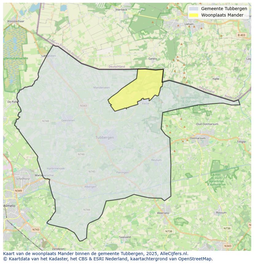 Afbeelding van de woonplaats Mander op de kaart.