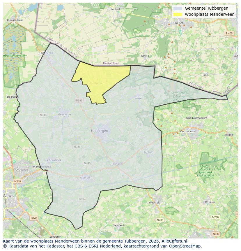 Afbeelding van de woonplaats Manderveen op de kaart.