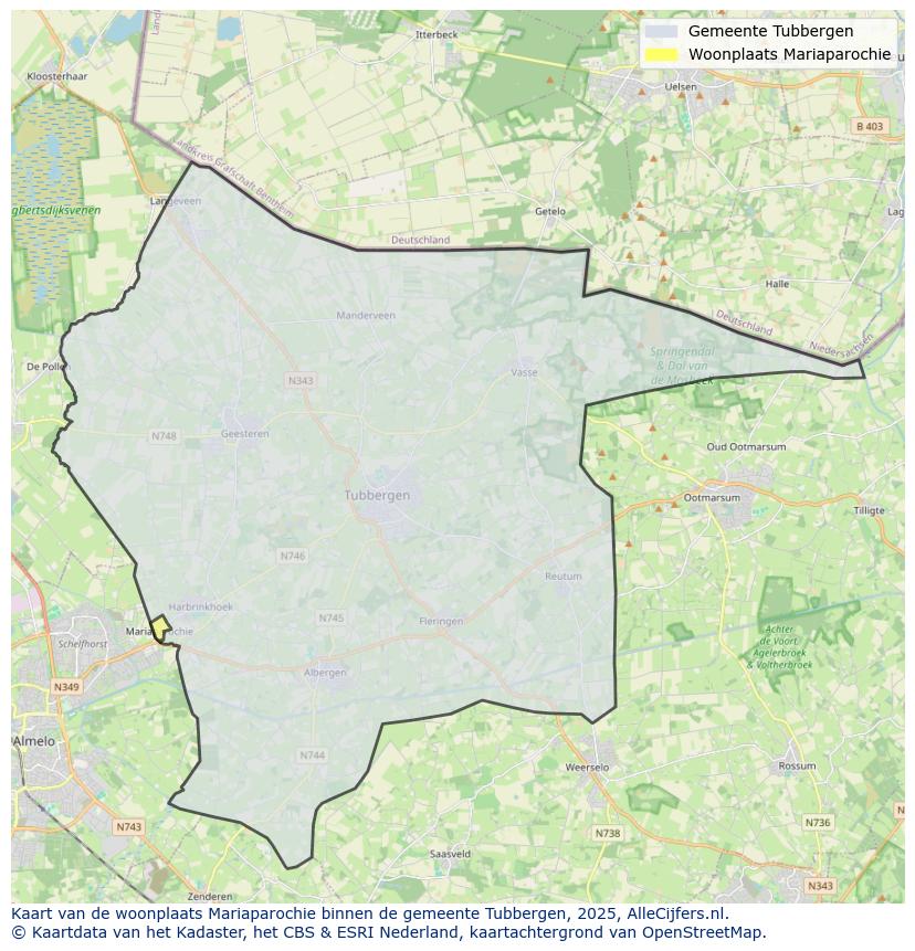 Afbeelding van de woonplaats Mariaparochie op de kaart.