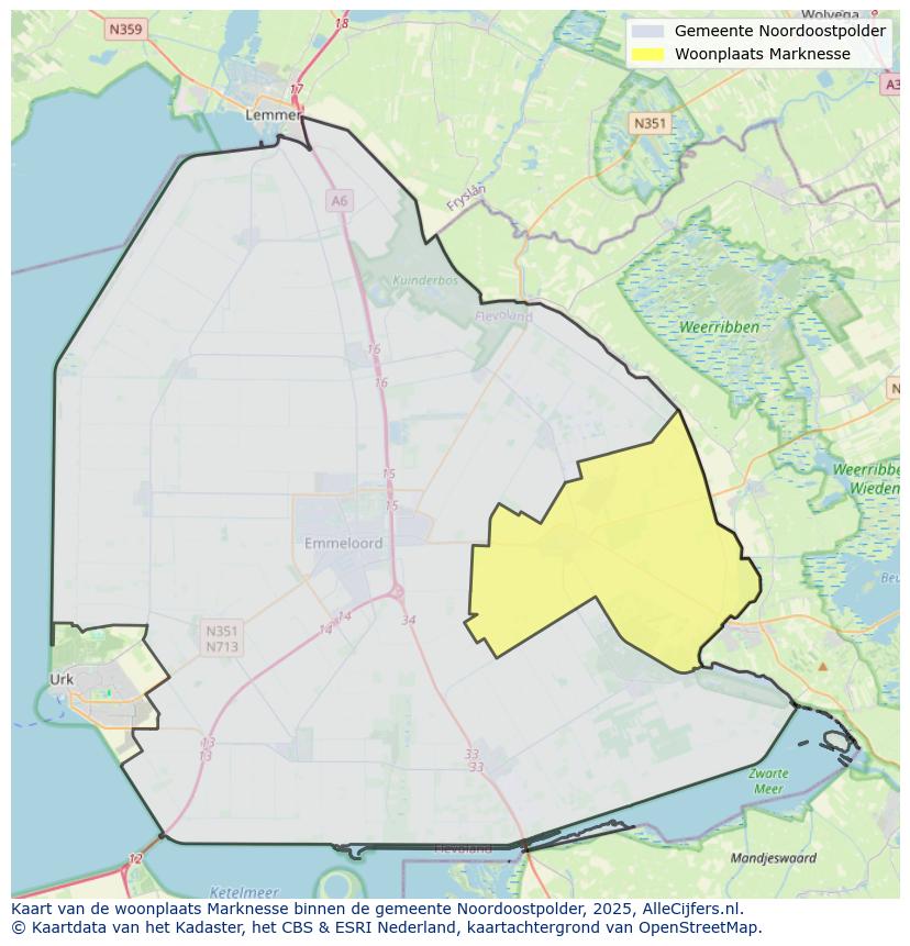 Afbeelding van de woonplaats Marknesse op de kaart.