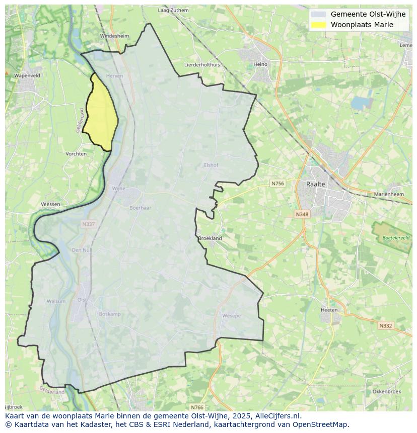 Afbeelding van de woonplaats Marle op de kaart.
