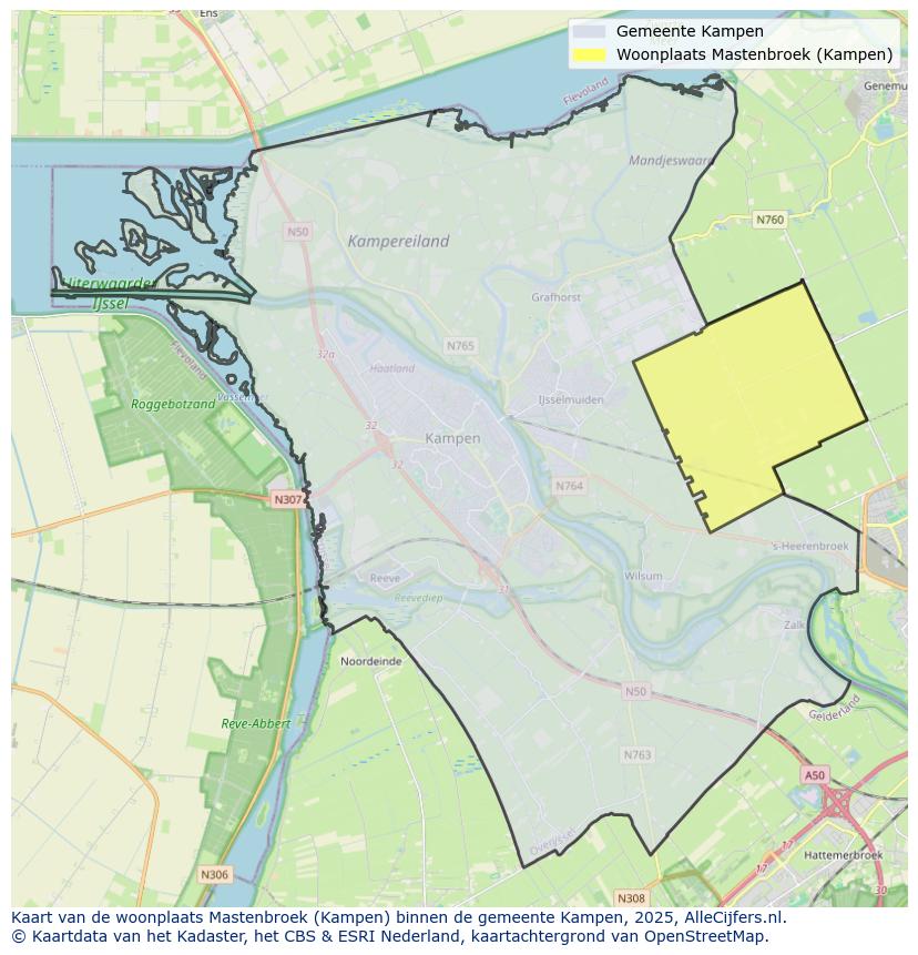 Afbeelding van de woonplaats Mastenbroek op de kaart.