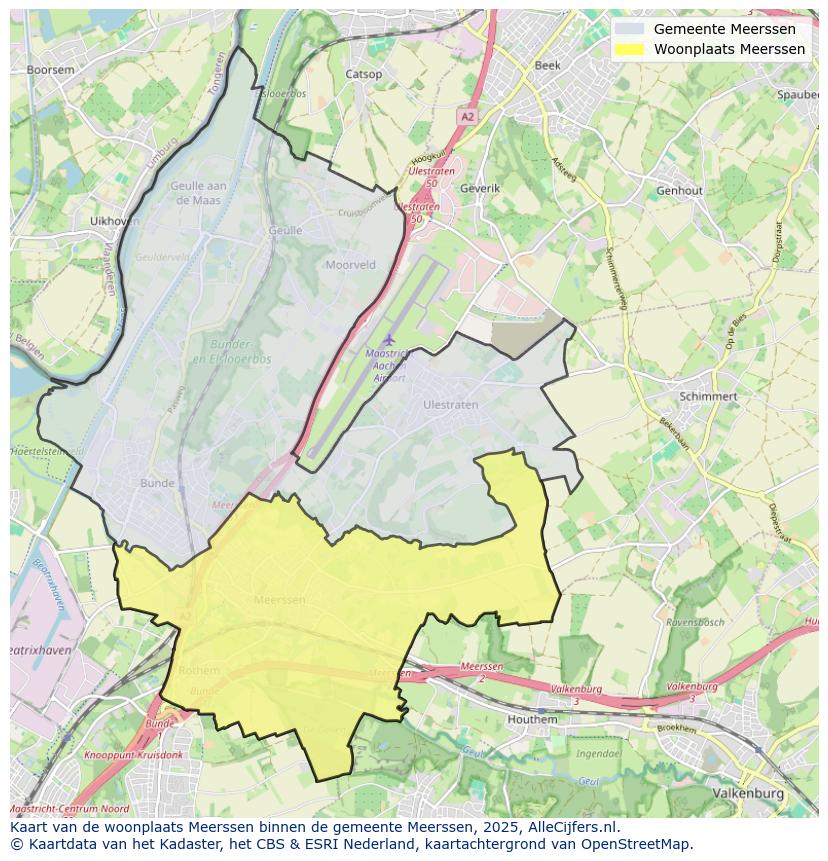 Afbeelding van de woonplaats Meerssen op de kaart.