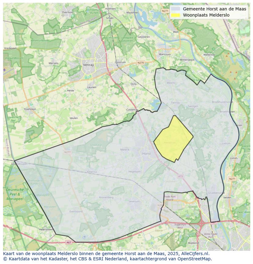 Afbeelding van de woonplaats Melderslo op de kaart.