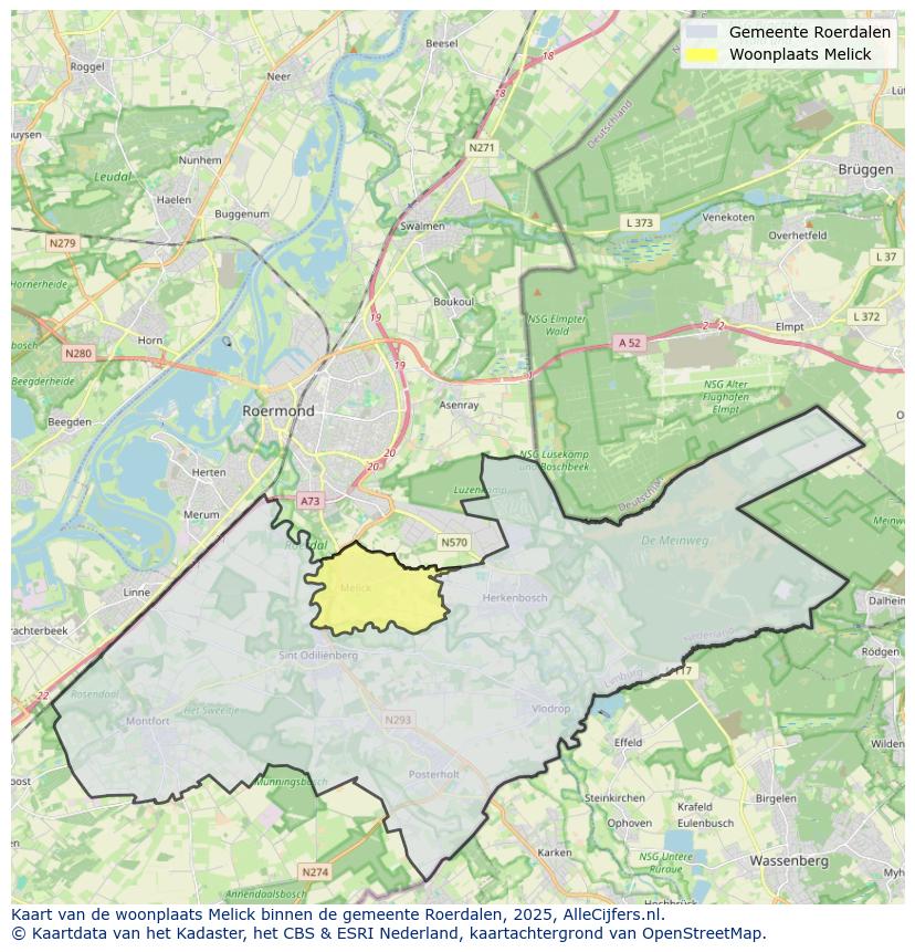 Afbeelding van de woonplaats Melick op de kaart.