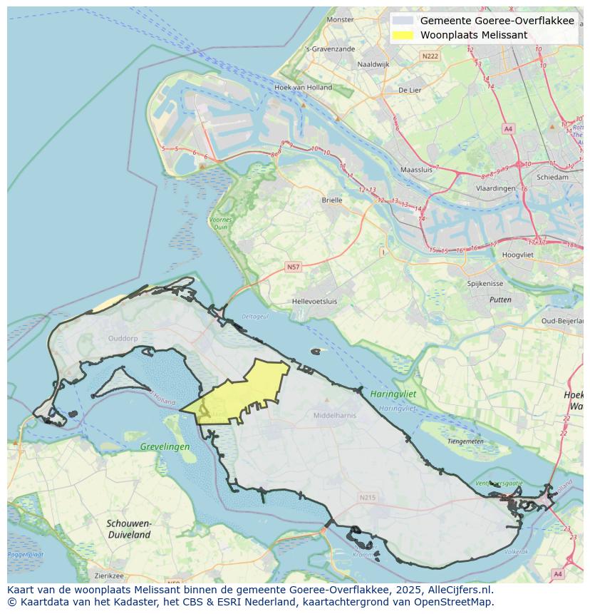 Afbeelding van de woonplaats Melissant op de kaart.