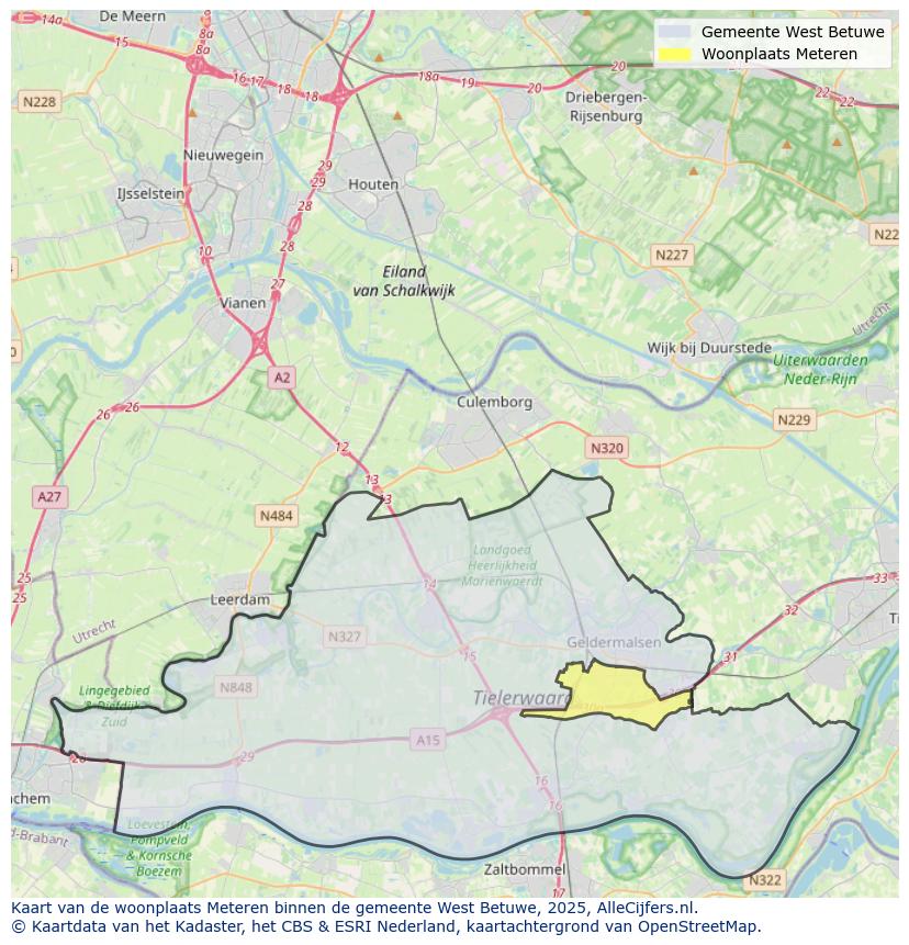 Afbeelding van de woonplaats Meteren op de kaart.