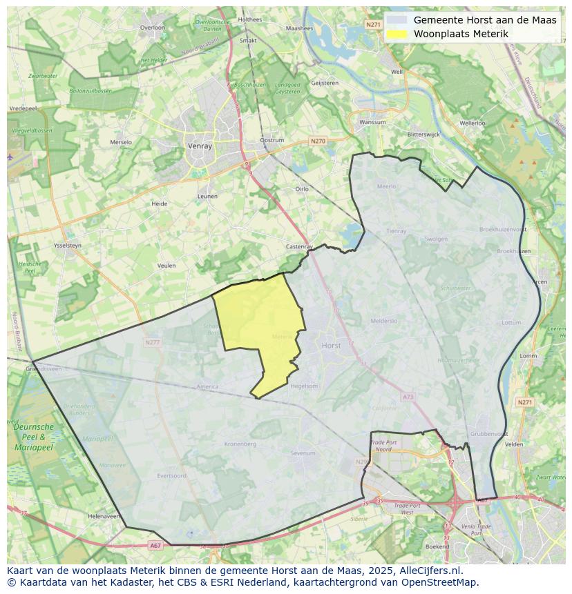 Afbeelding van de woonplaats Meterik op de kaart.