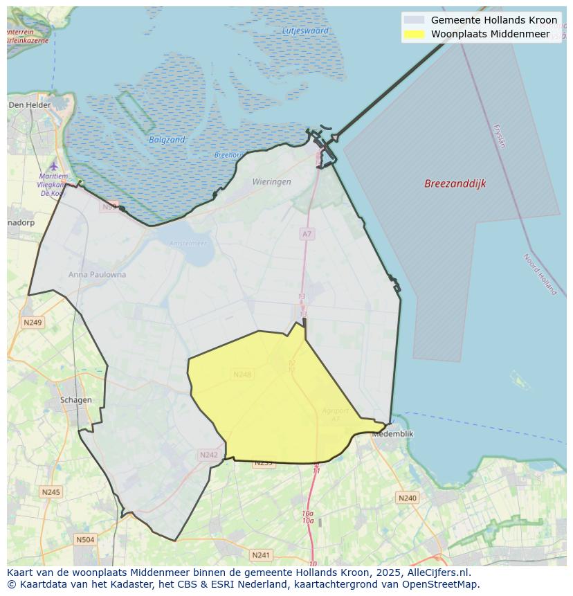 Afbeelding van de woonplaats Middenmeer op de kaart.