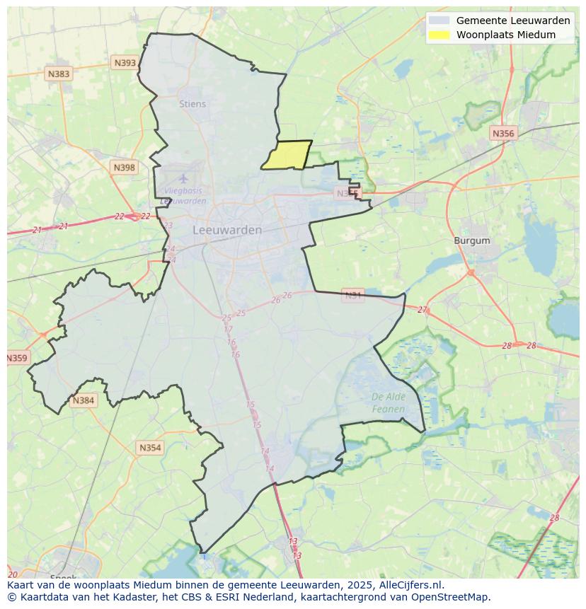 Afbeelding van de woonplaats Miedum op de kaart.