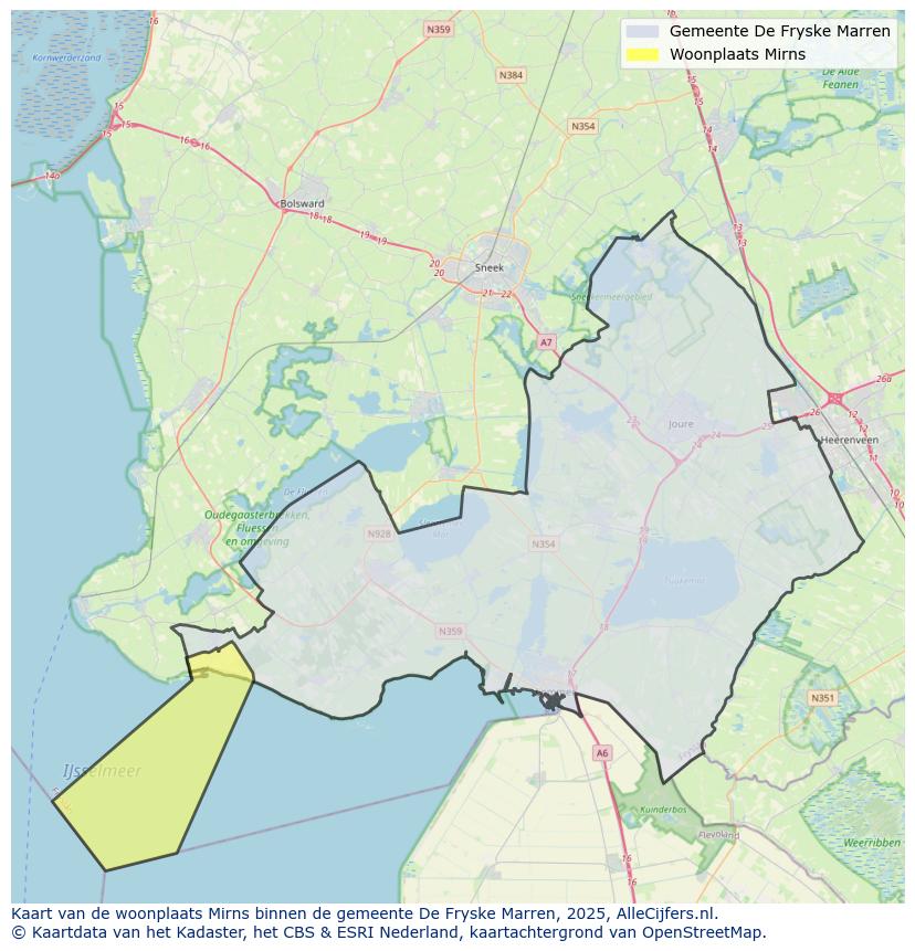 Afbeelding van de woonplaats Mirns op de kaart.