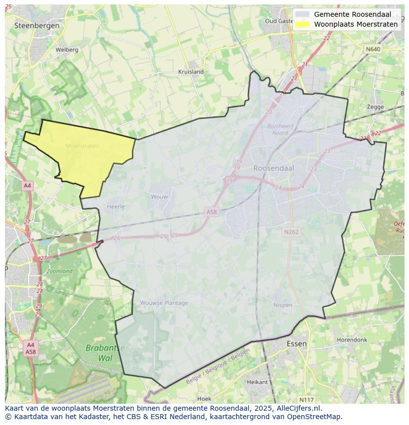 Afbeelding van de woonplaats Moerstraten op de kaart.