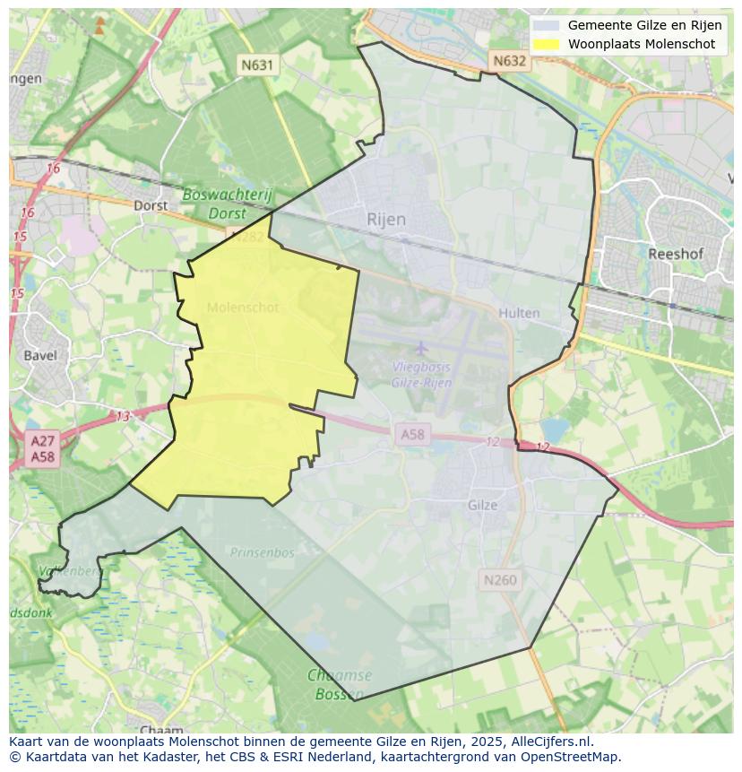 Afbeelding van de woonplaats Molenschot op de kaart.