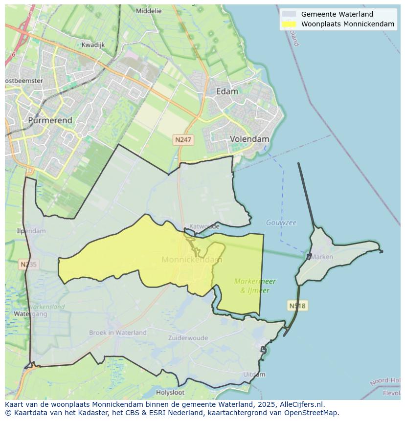 Afbeelding van de woonplaats Monnickendam op de kaart.