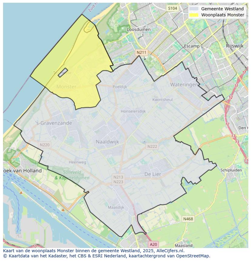 Afbeelding van de woonplaats Monster op de kaart.