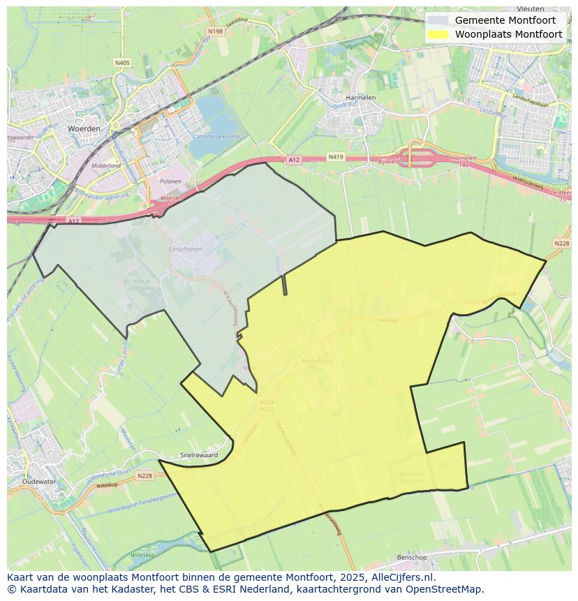 Afbeelding van de woonplaats Montfoort op de kaart.