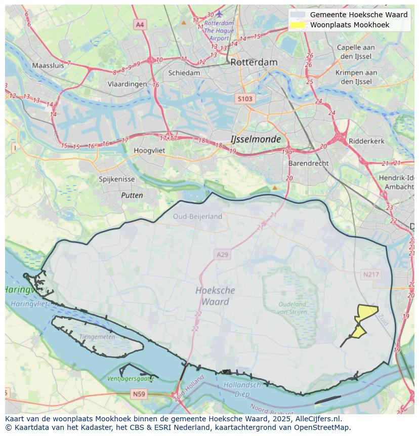 Afbeelding van de woonplaats Mookhoek op de kaart.
