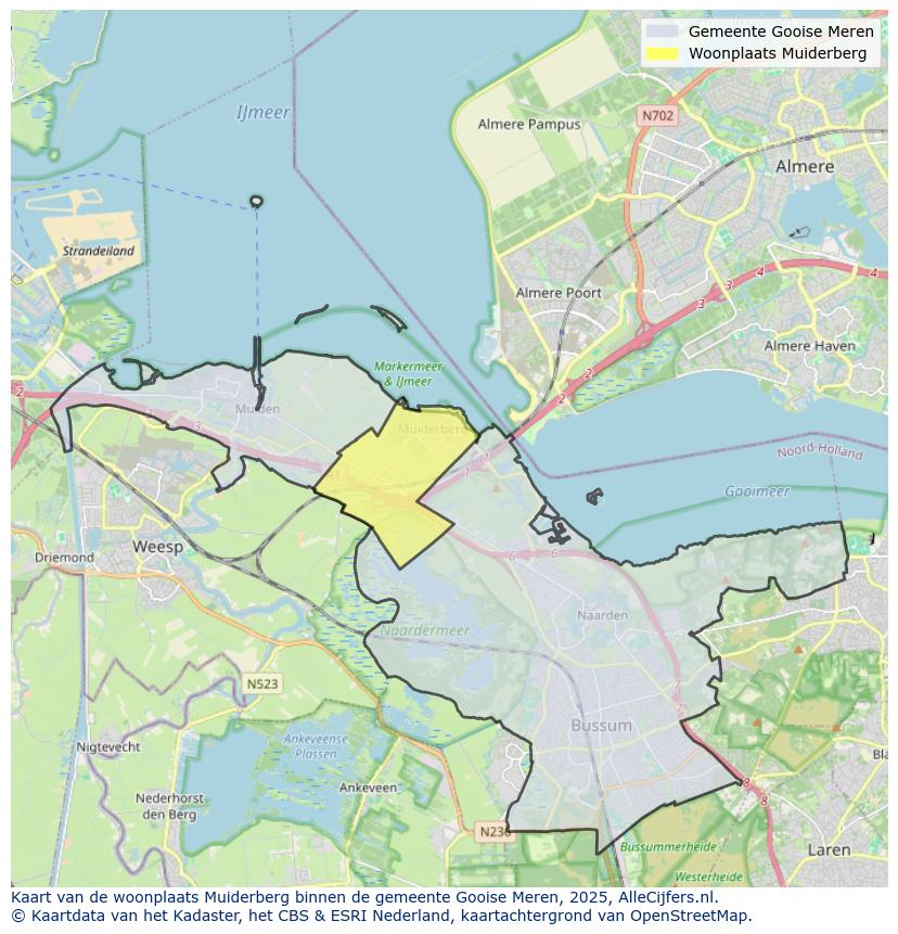 Afbeelding van de woonplaats Muiderberg op de kaart.