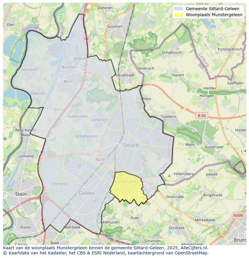 Afbeelding van de woonplaats Munstergeleen op de kaart.