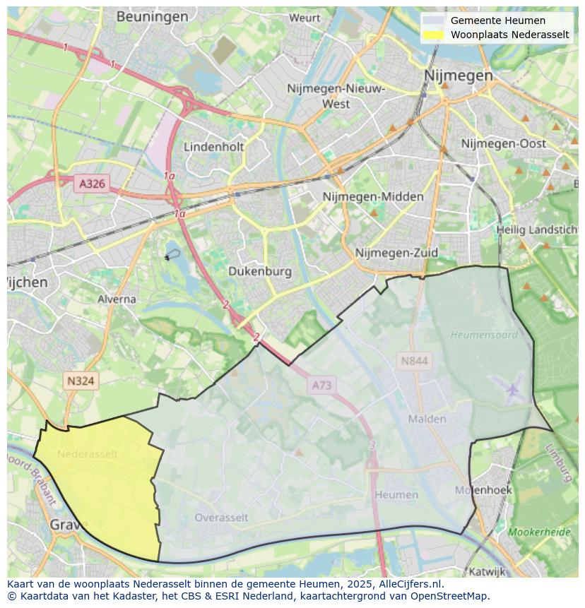 Afbeelding van de woonplaats Nederasselt op de kaart.