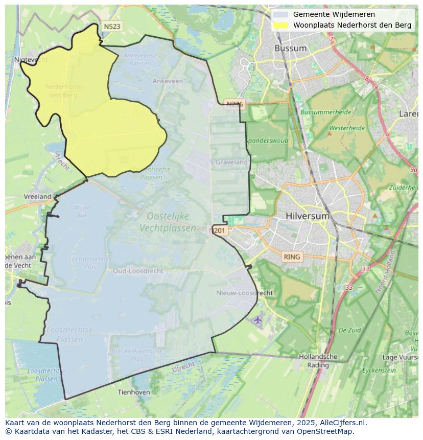Afbeelding van de woonplaats Nederhorst den Berg op de kaart.