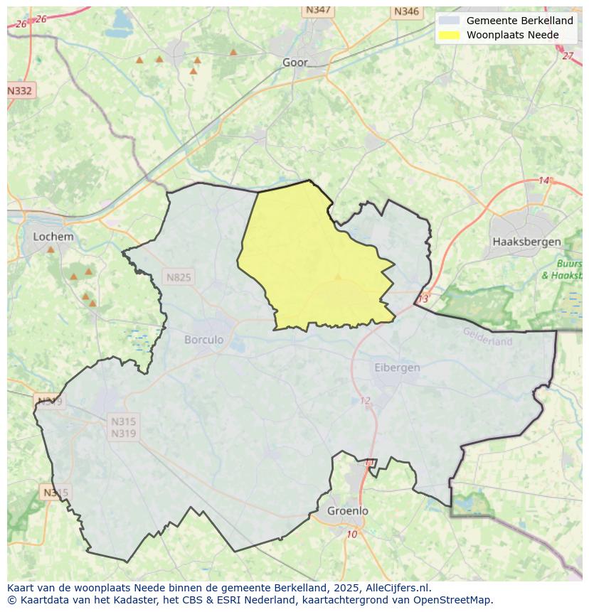 Afbeelding van de woonplaats Neede op de kaart.