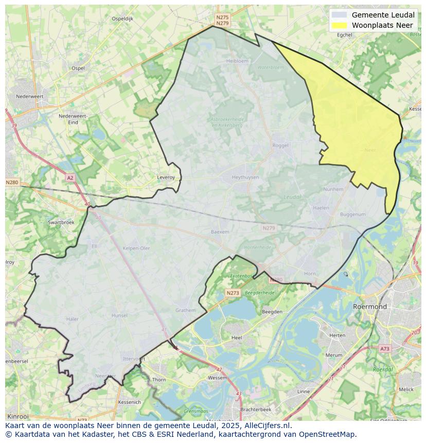Afbeelding van de woonplaats Neer op de kaart.