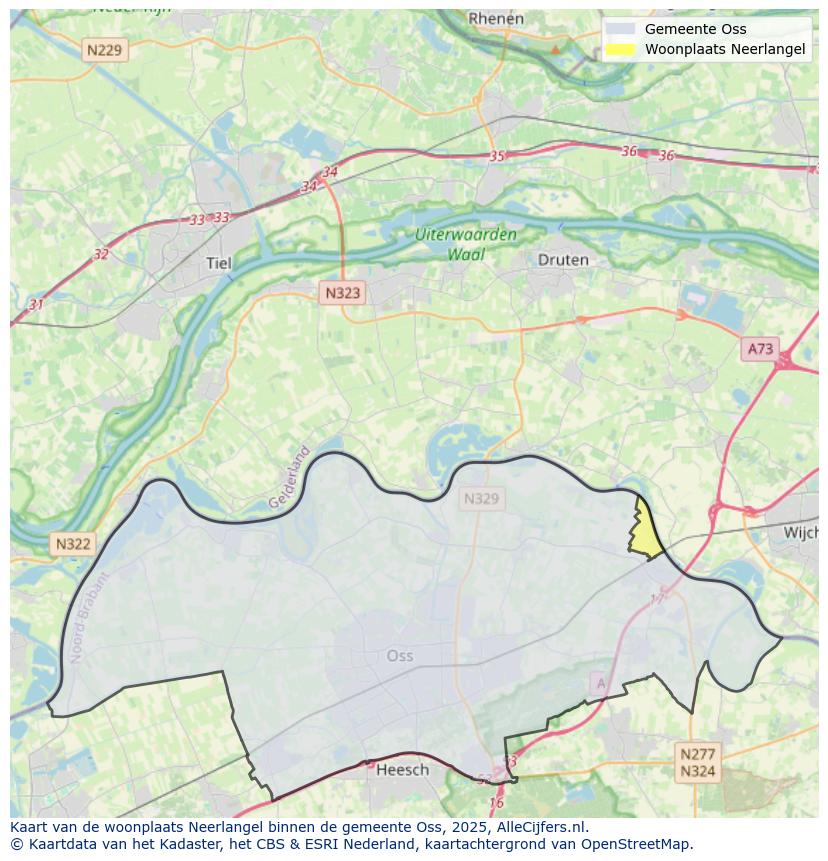 Afbeelding van de woonplaats Neerlangel op de kaart.