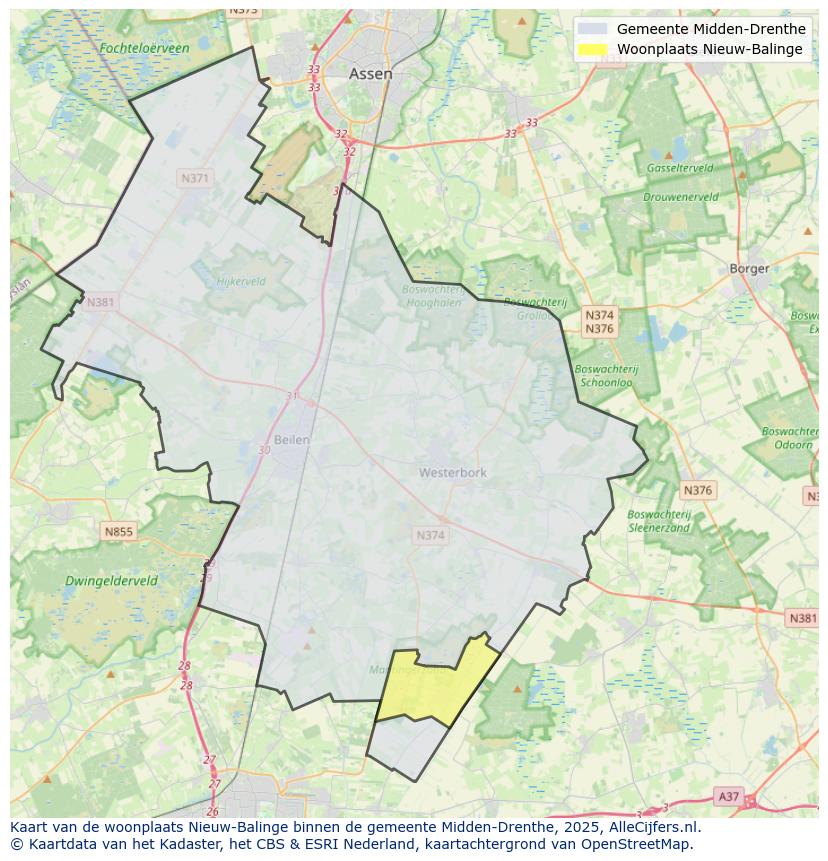 Afbeelding van de woonplaats Nieuw-Balinge op de kaart.