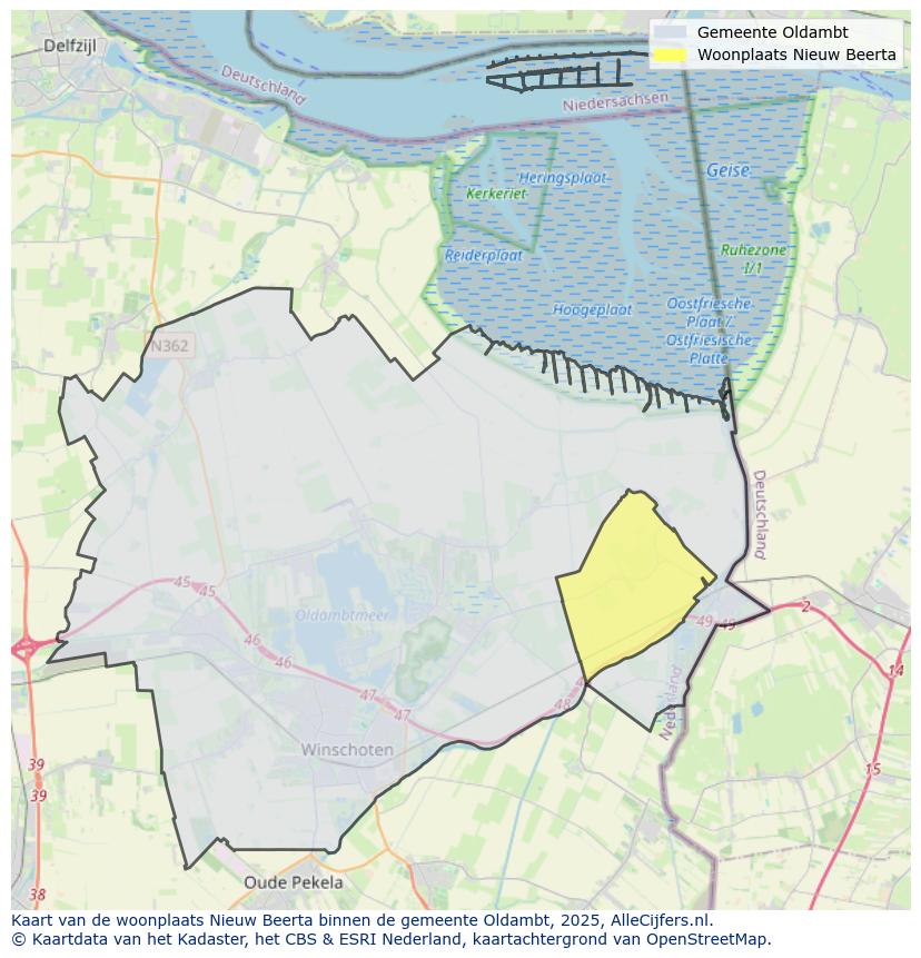 Afbeelding van de woonplaats Nieuw Beerta op de kaart.
