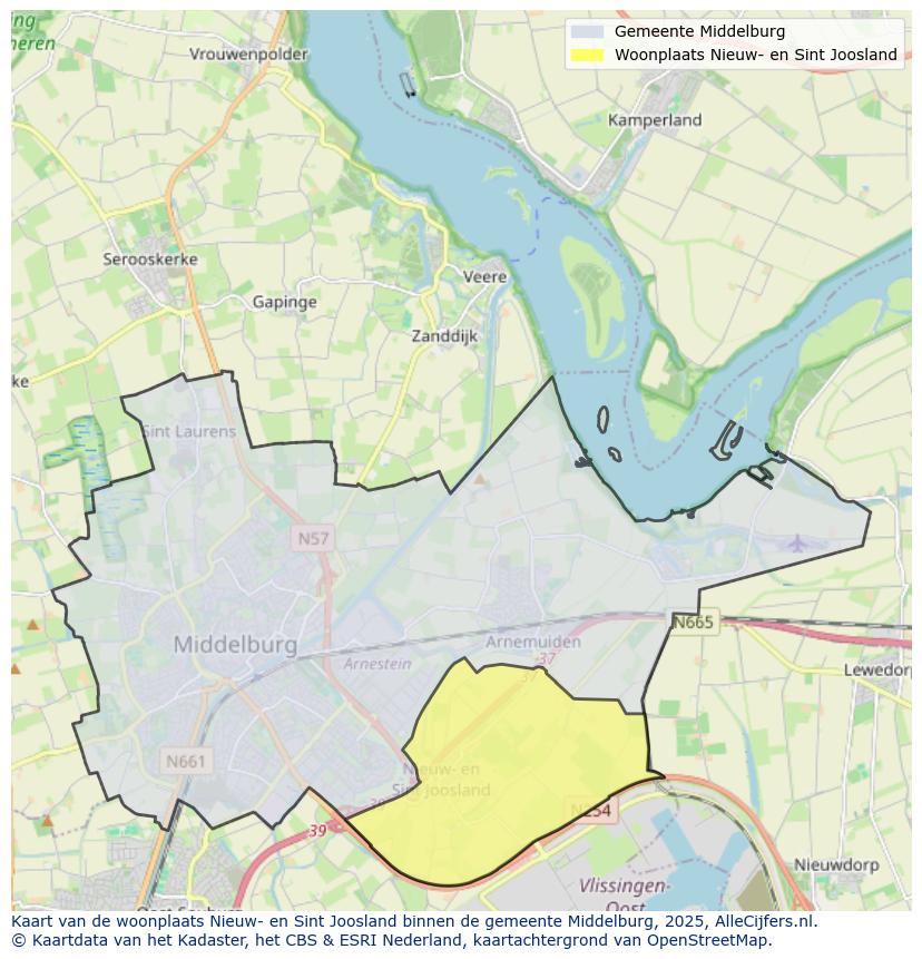 Afbeelding van de woonplaats Nieuw- en Sint Joosland op de kaart.