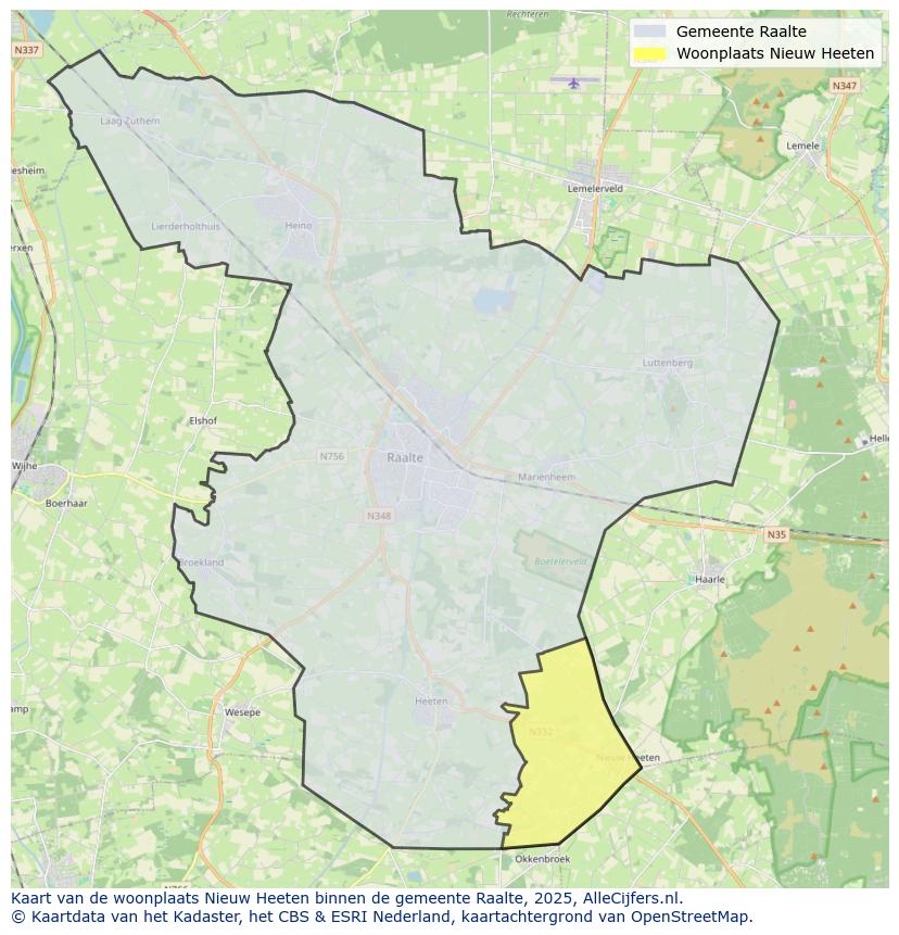 Afbeelding van de woonplaats Nieuw Heeten op de kaart.