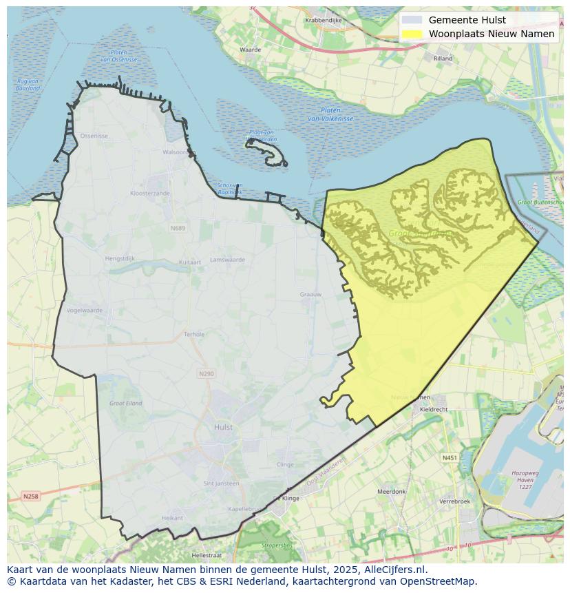 Afbeelding van de woonplaats Nieuw Namen op de kaart.