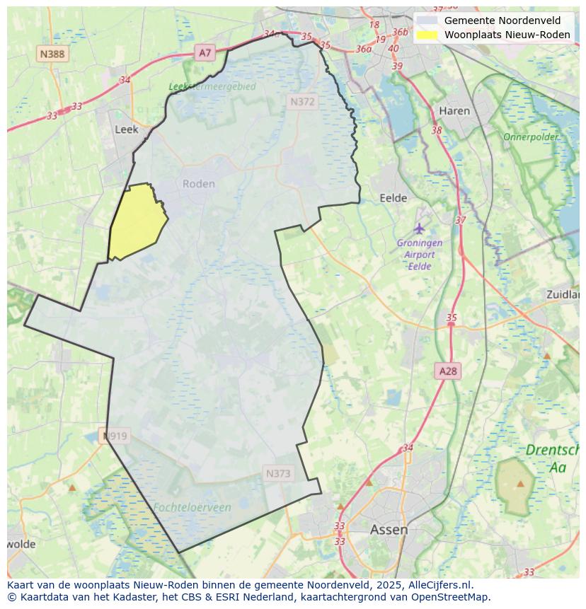 Afbeelding van de woonplaats Nieuw-Roden op de kaart.