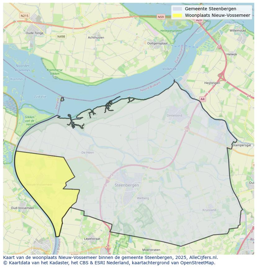 Afbeelding van de woonplaats Nieuw-Vossemeer op de kaart.