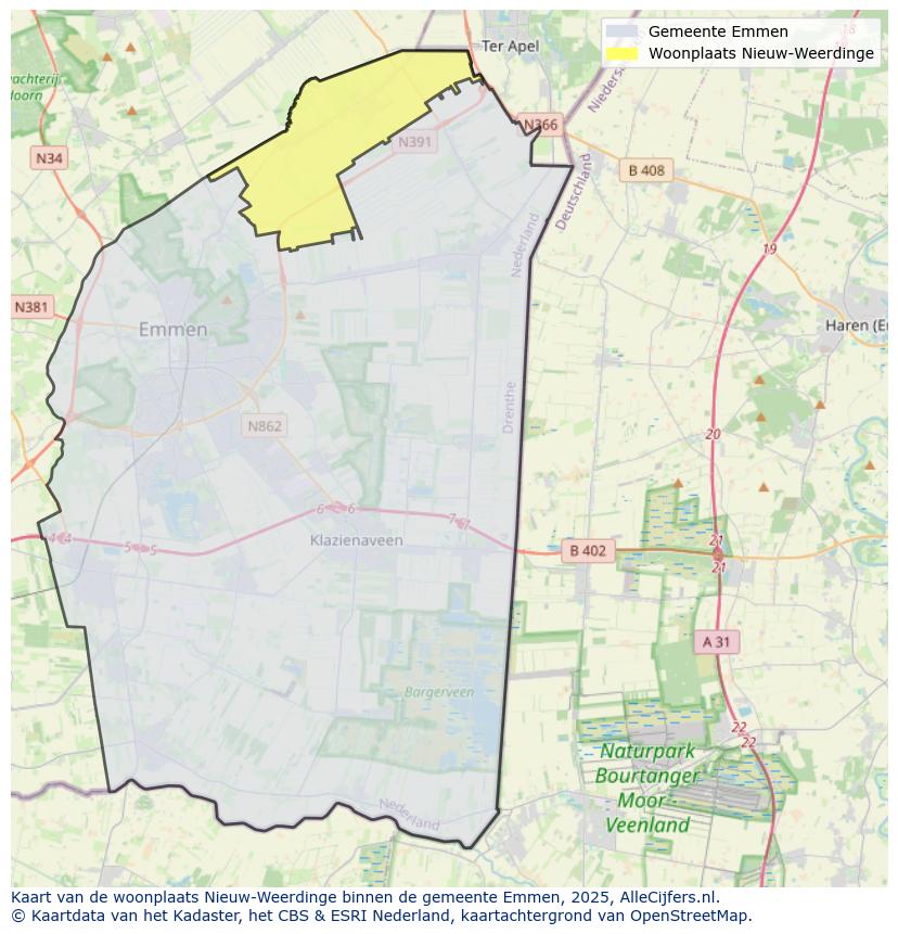 Afbeelding van de woonplaats Nieuw-Weerdinge op de kaart.