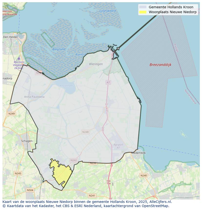 Afbeelding van de woonplaats Nieuwe Niedorp op de kaart.