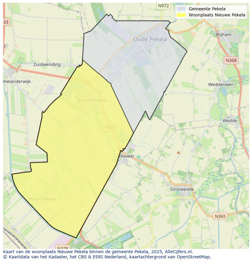 Afbeelding van de woonplaats Nieuwe Pekela op de kaart.