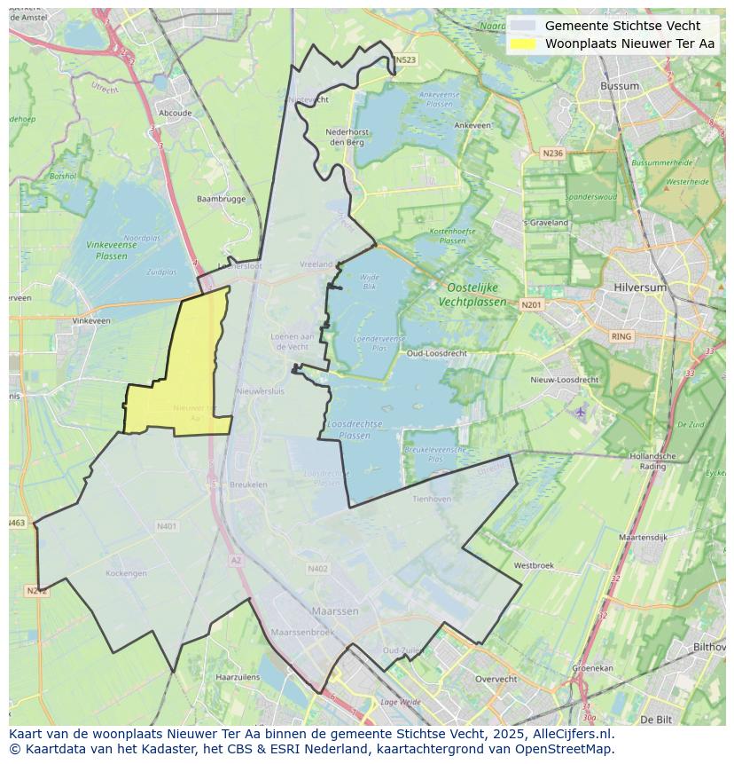 Afbeelding van de woonplaats Nieuwer Ter Aa op de kaart.