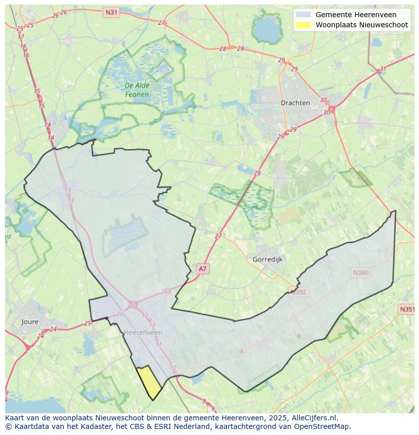 Afbeelding van de woonplaats Nieuweschoot op de kaart.