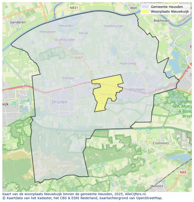 Afbeelding van de woonplaats Nieuwkuijk op de kaart.