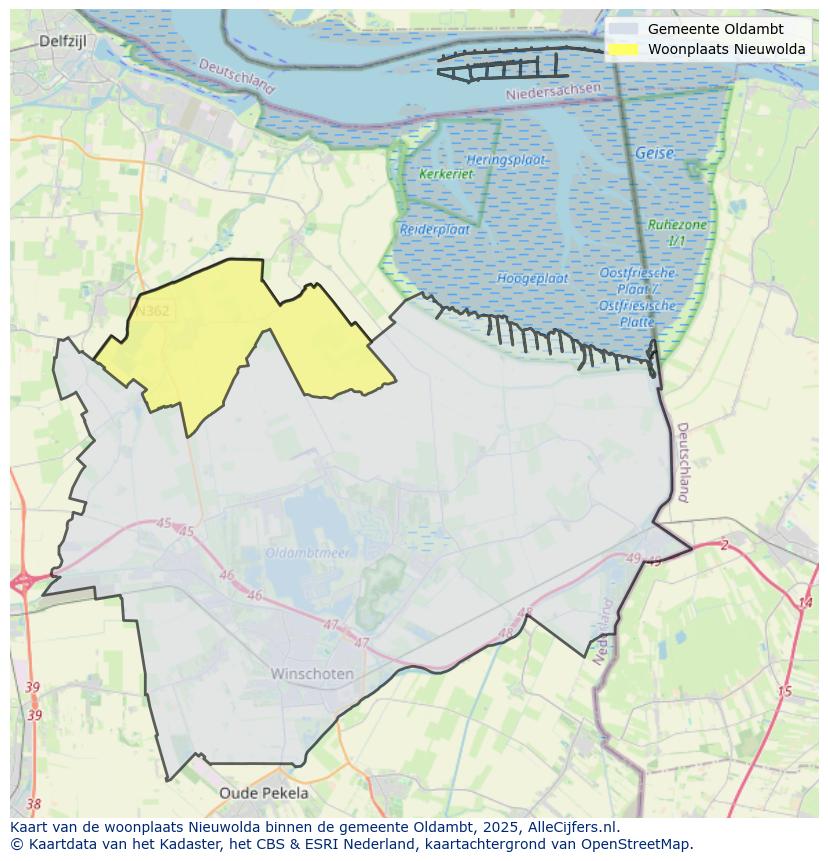 Afbeelding van de woonplaats Nieuwolda op de kaart.
